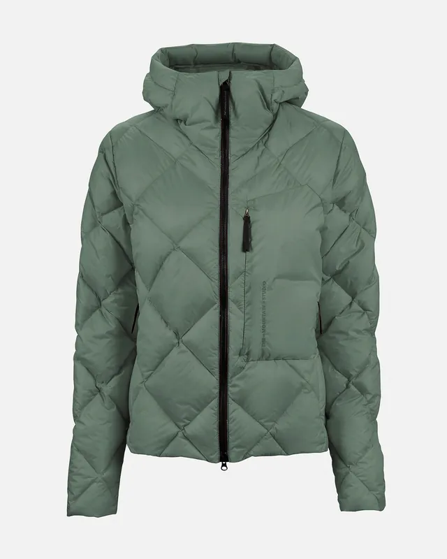 The Mountain Studio W. ULTRALIGHT DOWN HOOD JACKET (Zelená) - Dámská péřová bunda Endorphin Republic Oblíbený