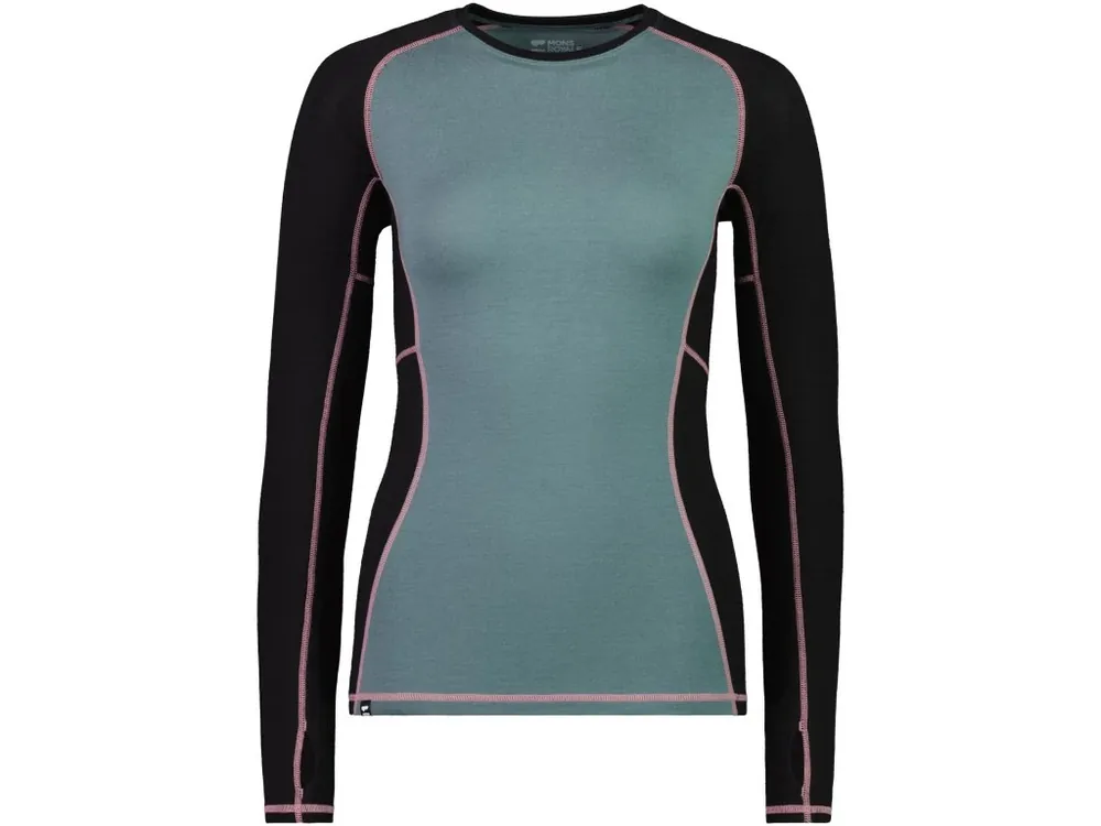 Levný Merino triko MONS ROYALE OLYMPUS LS WMNS burnt sage / black