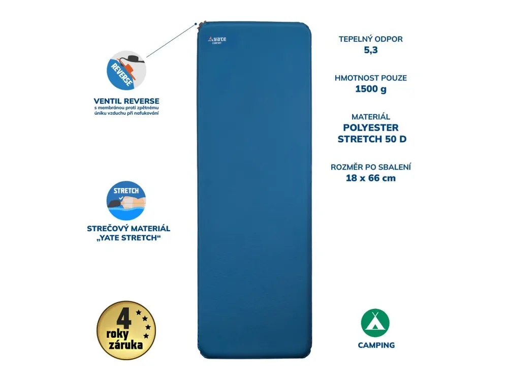 Nová Kolekce YATE COMFORT 5 modrá/šedá Samonafukovací karimatka