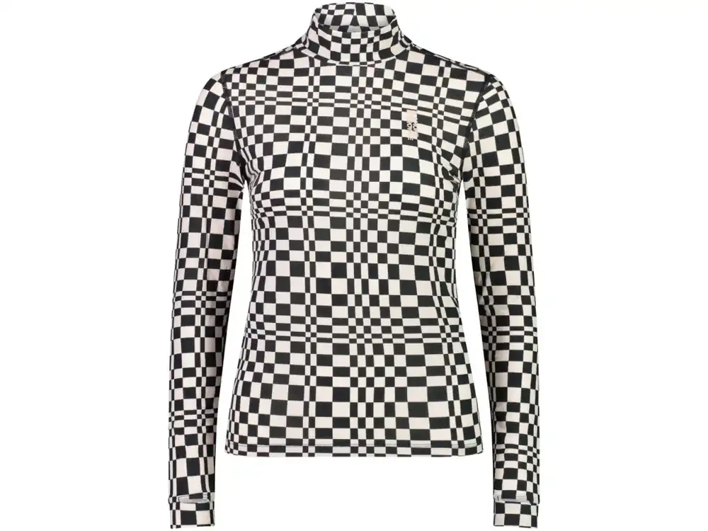 Sezónní Sleva Merino triko MONS ROYALE CASCADE MERINO FLEX 200 MOCK NECK LS WMNS checkers