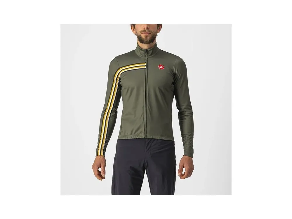 Sezónní Sleva Castelli – pánský dres Unlimited Thermal, military green/goldenrod