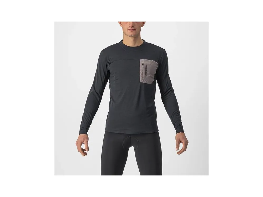 Zlevněný Castelli – pánský volný dres Unlimited Merino LS, light black/nickel gray