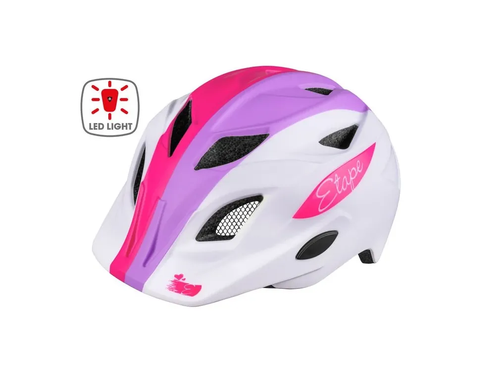 Etape – dětská cyklistická přilba PLUTO LIGHT, bílá/lila mat Sezónní Sleva