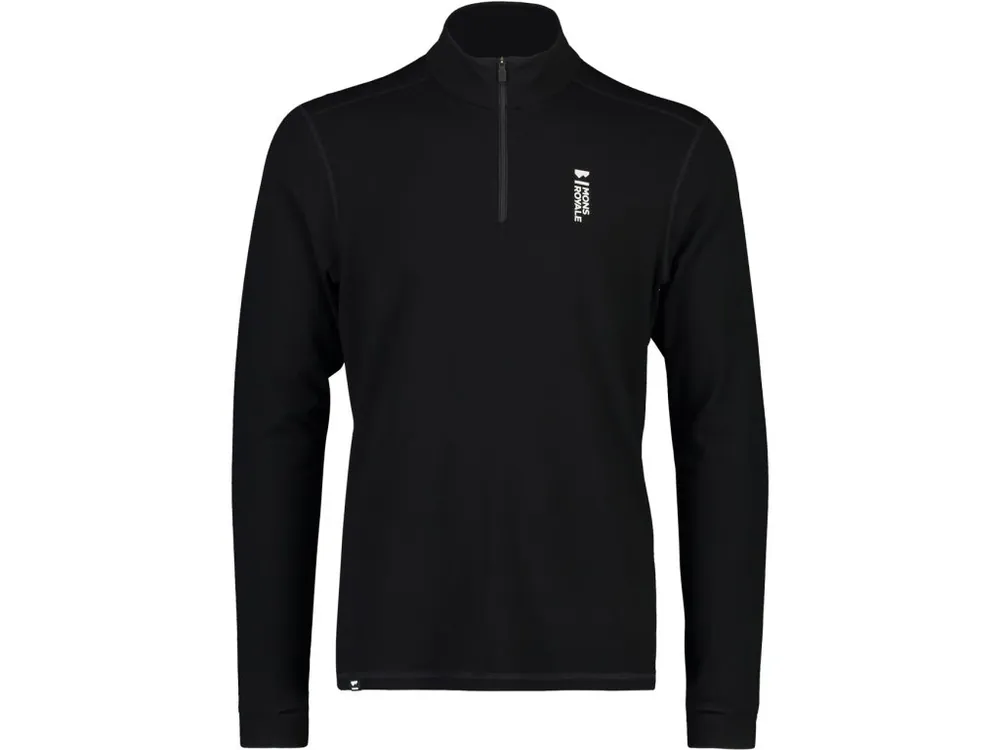 Merino triko MONS ROYALE CASCADE MERINO FLEX 200 1/4 ZIP black Nízká Cena