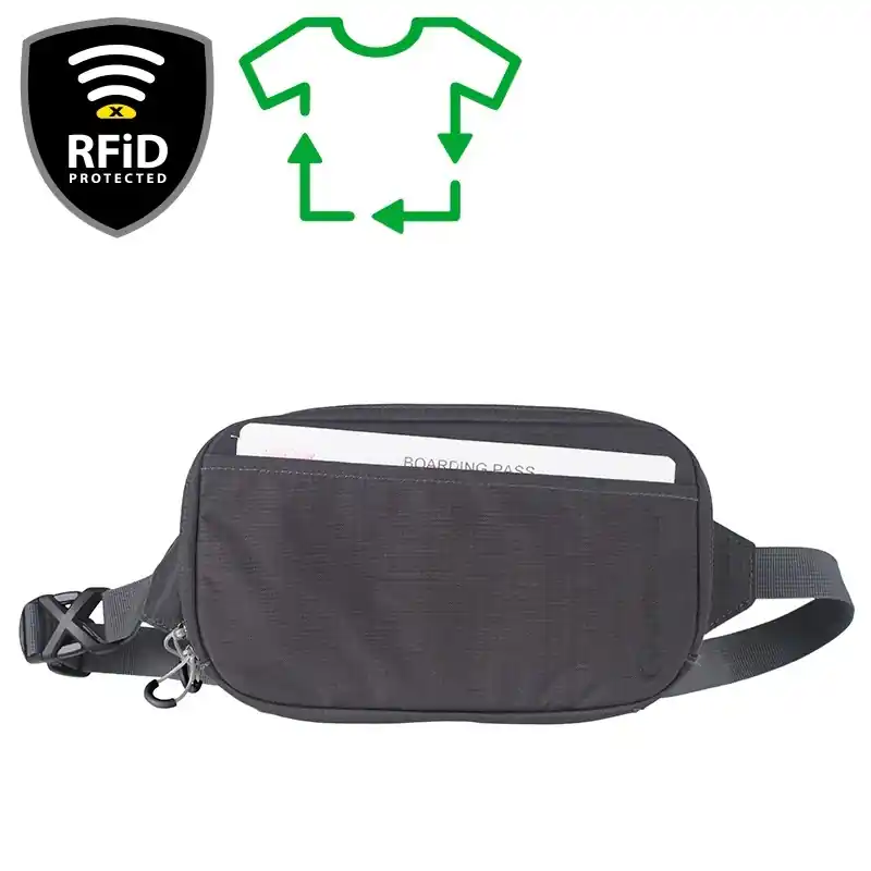 Ledvinka Lifeventure RFID Travel Belt Pouch, Recycled, Grey Nejprodávanější