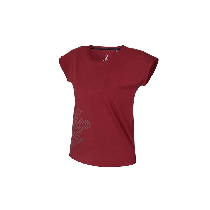 Dámské tričko s krátkým rukávem Ocún KIMO T Women LEAFS Red Oxblood Výhodná Nabídka