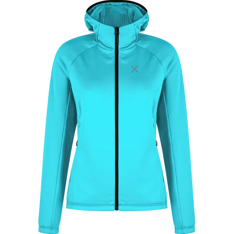 Dámská mikina Montura Fadis Grid Hooded Maglia Woman turquoise Zlevněný