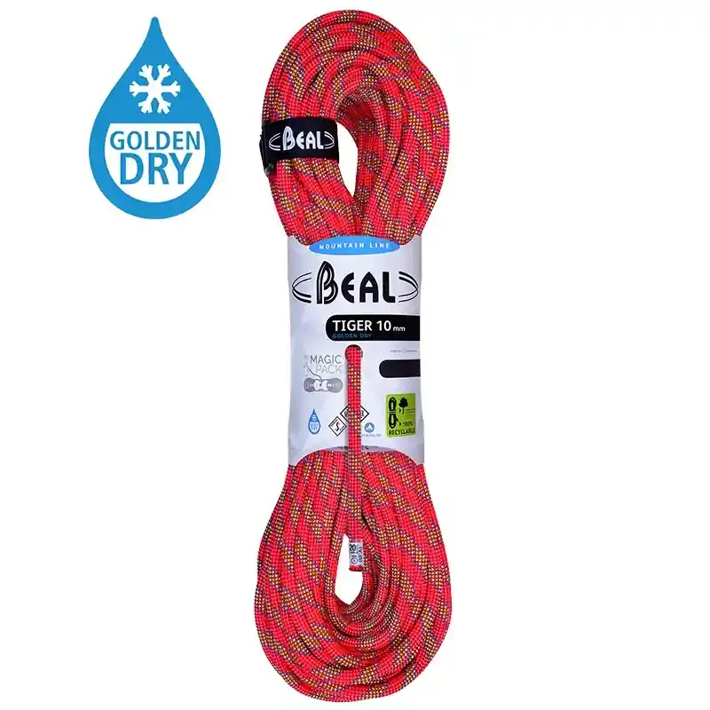 Nejprodávanější Horolezecké lano Beal Tiger 10mm UNICORE GOLDEN DRY oranžová