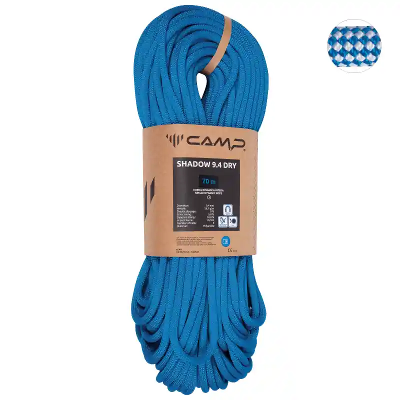 Horolezecké lano Camp Shadow 9,4 mm Dry blue Nová Kolekce