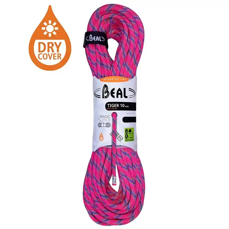 Autentický Horolezecké lano Beal Tiger 10mm UNICORE DRY COVER fuchsia