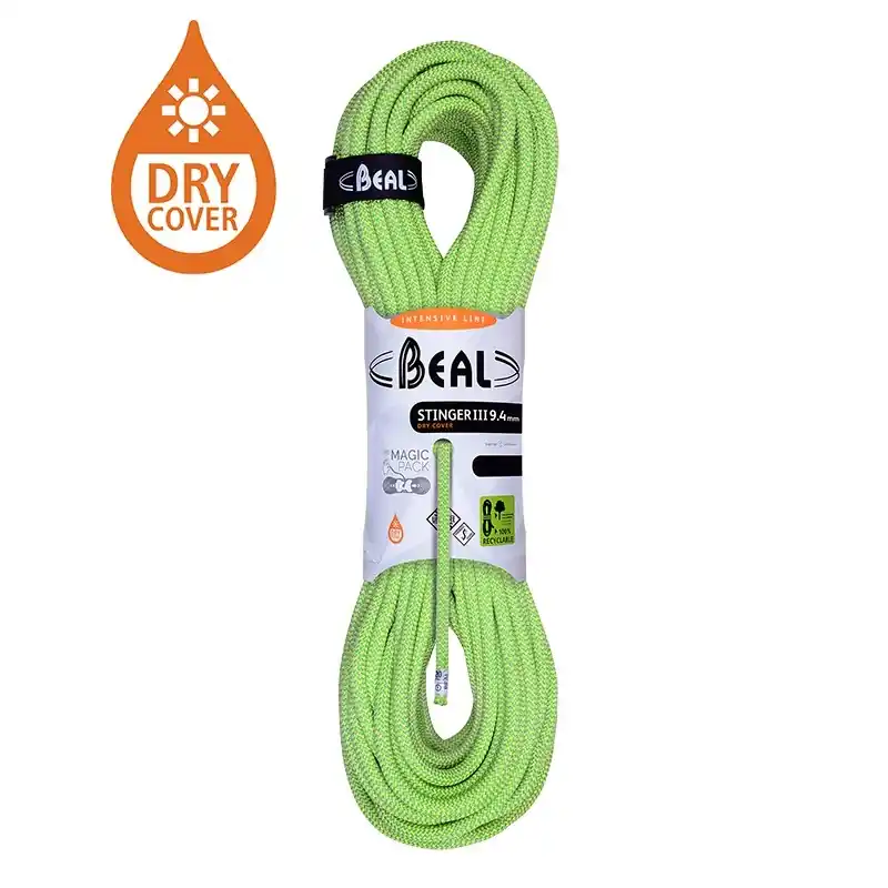 Horolezecké lano Beal Stinger III 9,4mm UNICORE DRY COVER anis Přímo Od Výrobce