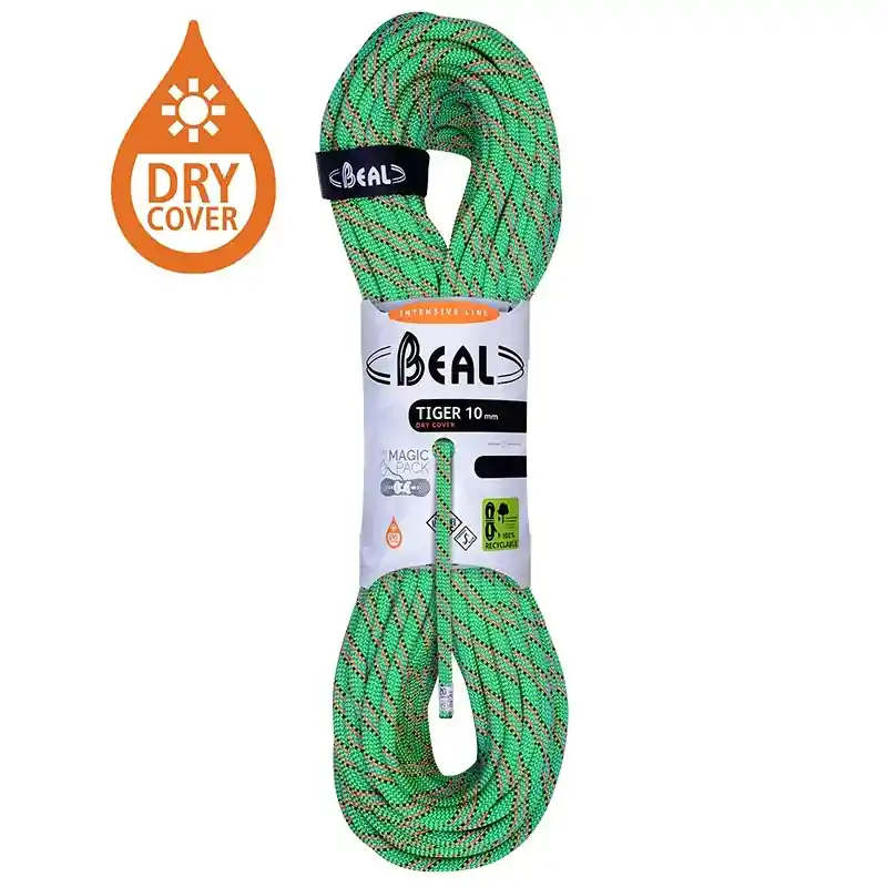 Horolezecké lano Beal Tiger 10mm UNICORE DRY COVER zelená Akce