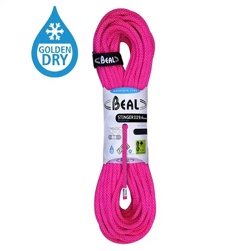 Horolezecké lano Beal Stinger III 9,4mm UNICORE GOLDEN DRY fuchsia Horká Nabídka