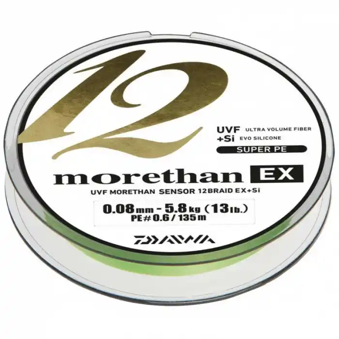 DAIWA PLETENÁ ŠŇŮRA MORETHAN 12 BRAID EX+SI LIME GREEN 0,10mm/300m Výprodej