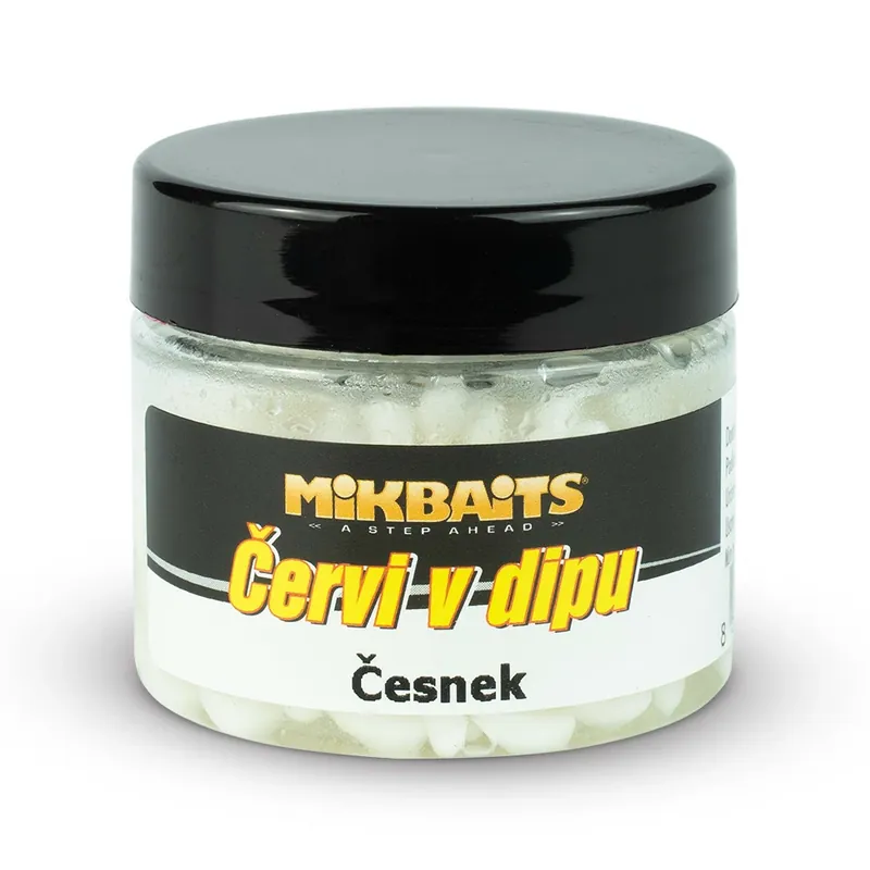 Výprodej MIKBAITS Červi v dipu 50ml - Česnek