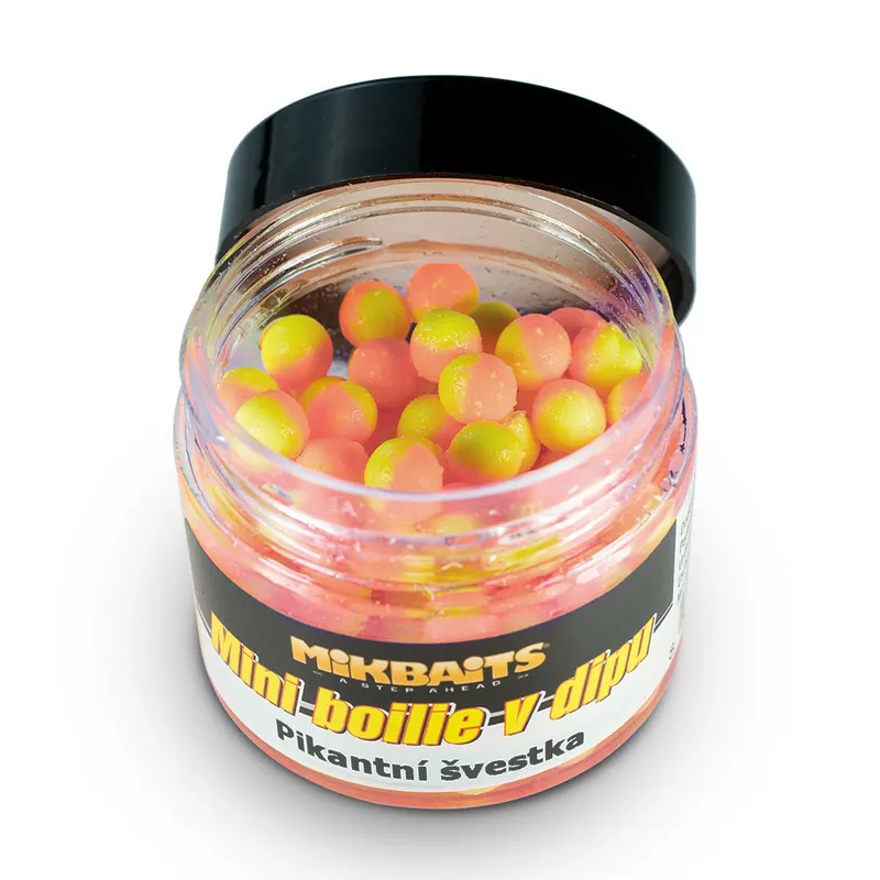 Levný MIKBAITS Mini boilie v dipu 50ml - Pikantní švestka
