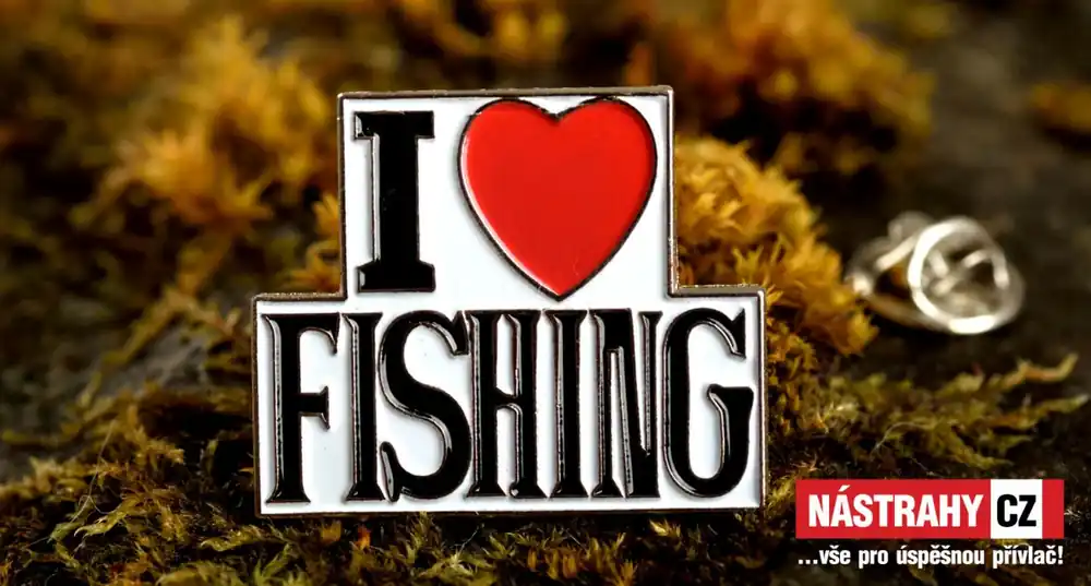 Kovové smaltované rybářské odznaky I love fishing (30mm) Vysoce Kvalitní