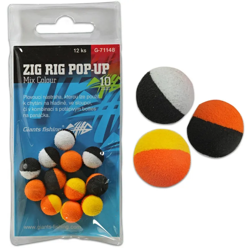 GIANTS FISHING Pěnové plovoucí boilie Zig Rig Pop-Up mix colour 14mm,12ks Poslední Šance