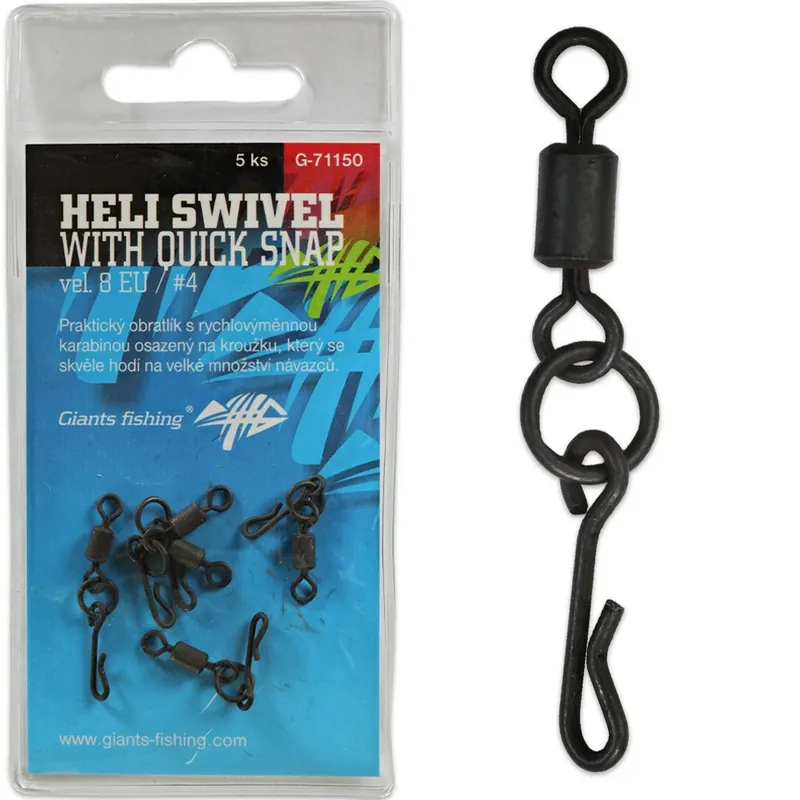 Výprodej GIANTS FISHING Heli Swivel with Quick Snap, 5ks, velikost 4 (EU 8)