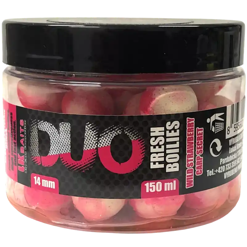 Časově Omezené LK Baits DUO X-Tra Fresh Boilies Wild Strawberry-Carp Secret 14mm 150ml
