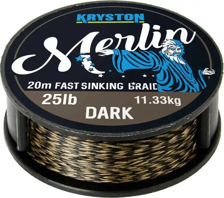 Kryston pletené šňůrky - Merlin fast sinking braid černý 25lb 20m Cenová Bomba