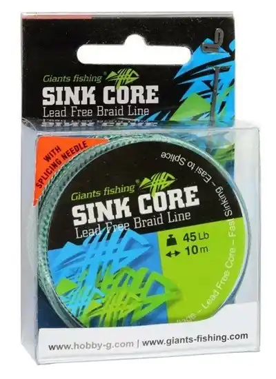 Novinka GIANTS FISHING Splétaná šňůra Sink Core Lead Free Line 35Lb/10m Camou VÝPRODEJ