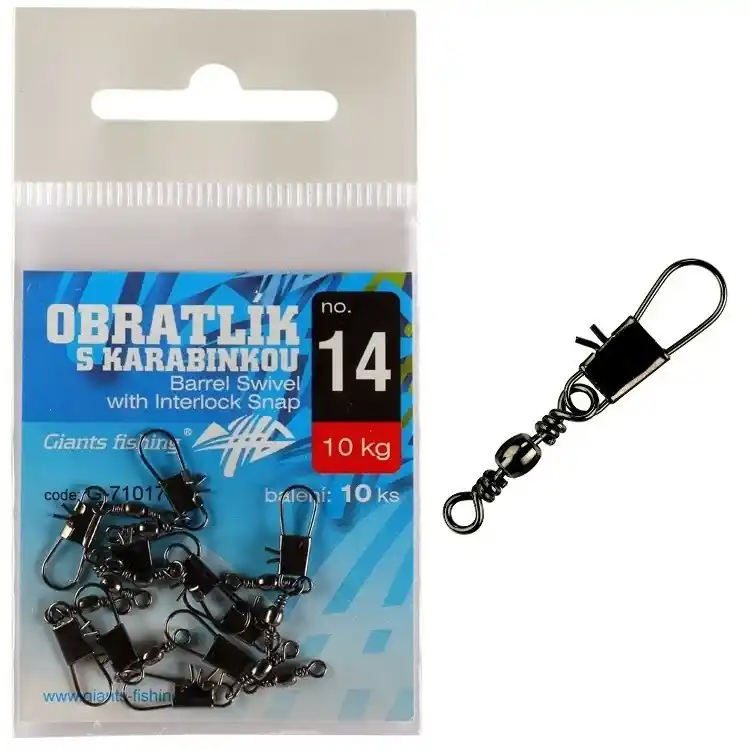 GIANTS FISHING Obratlík s karabinkou Barrel Swivel with Interlock Snap Horká Nabídka