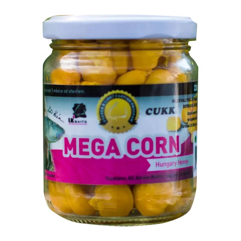 Výhodná Nabídka LK Baits MEGA CORN Hungary Honey - Obří kukuřice Maďarský med 220ml