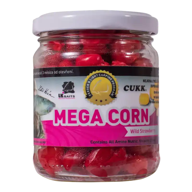 LK Baits MEGA CORN Wild Strawberry - Obří kukuřice Lesní jahoda 220ml Zlevněný