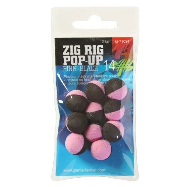Nakupujte Hned GIANTS FISHING Pěnové plovoucí boilie Zig Rig Pop-Up pink-black 10mm,10ks