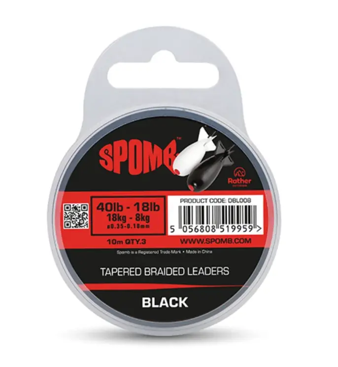 Výhodná Nabídka Fox Spomb Tapered Braided Leaders 40lbs-18lbs, 3er Pack, Schwarz