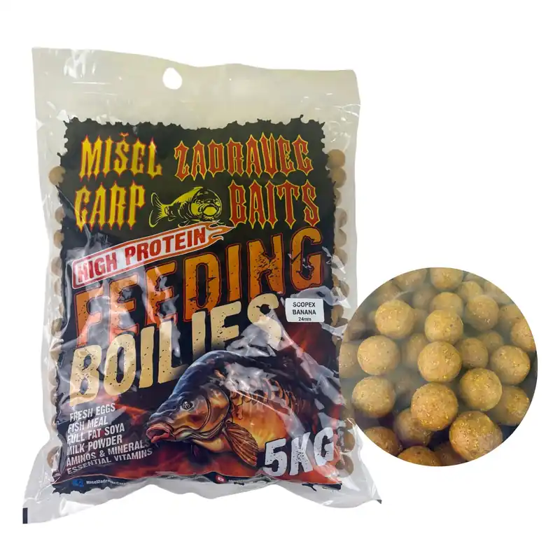 Sezónní Sleva Zadravec Baits High Protein Boilies Scopex Banana 24mm 5kg
