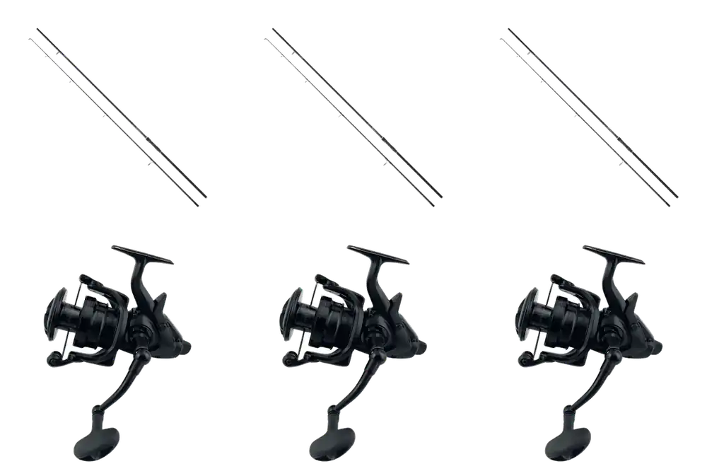 Daiwa Karpfen Weitwurf Set 3x Daiwa D-Carp 13ft 3,5lbs + 3x Daiwa 22 Emblem BR 10000 Cenová Bomba