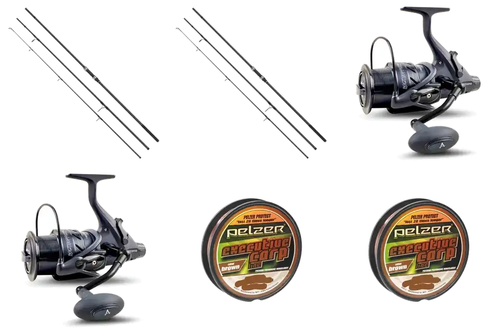 Karpfen Komplett Set 2x Pelzer Bondage LR 12ft 3lbs 3-teilig + 2x Anaconda Rock Hopper BTR 6000 + 2x Pelzer Executive Carp Line 0,28mm 400m Tovární Cena