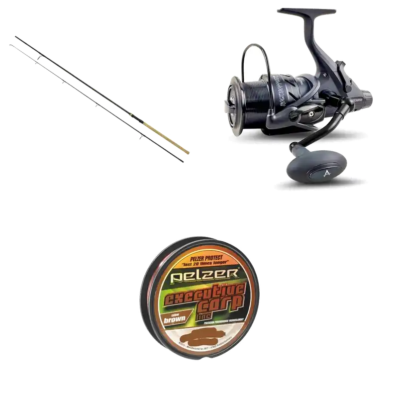 Cenový Hit Karpfen Komplett Set Pelzer Bondage Cork 12ft 2,75lbs + Anaconda Rock Hopper BTR 6000 + Pelzer Executive Carp Line 0,28mm 400m