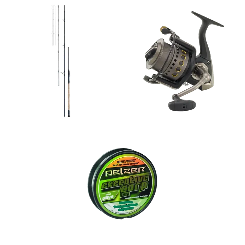 Big River Feeder Komplett Set WFT Monster Feeder 425cm 40-180g + Ryobi Cynos III 8500 + Pelzer Executive Carp Line 0,28mm 400m Autentický