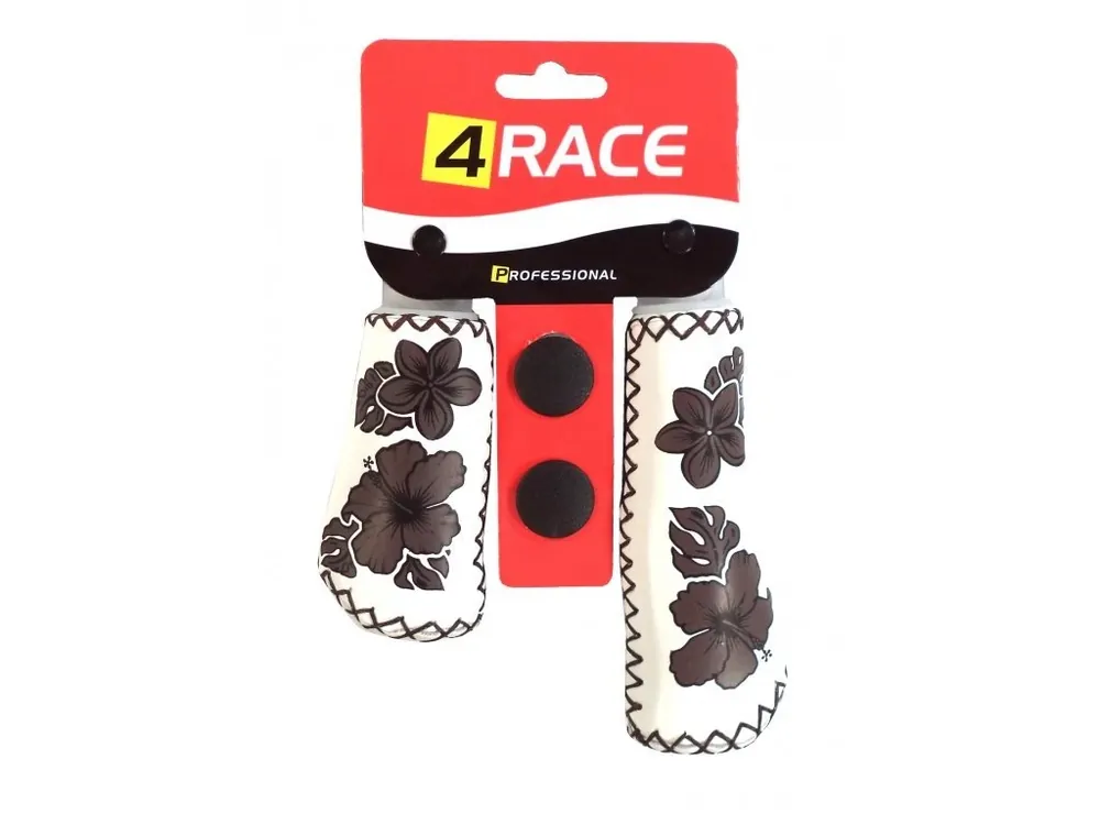 gripy 4RACE bílo-hnědé imitace kůže květy 135+95mm Originální