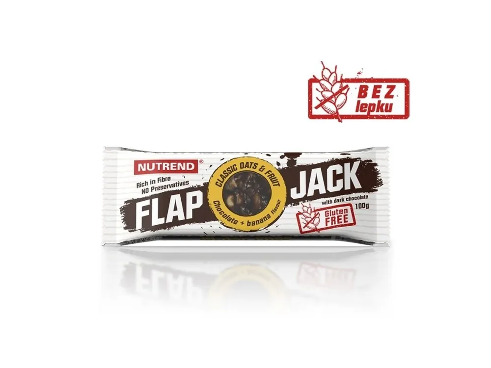 tyčinka Nutrend FLAPJACK GLUTEN FREE čokoláda+banán Ihned K Objednání