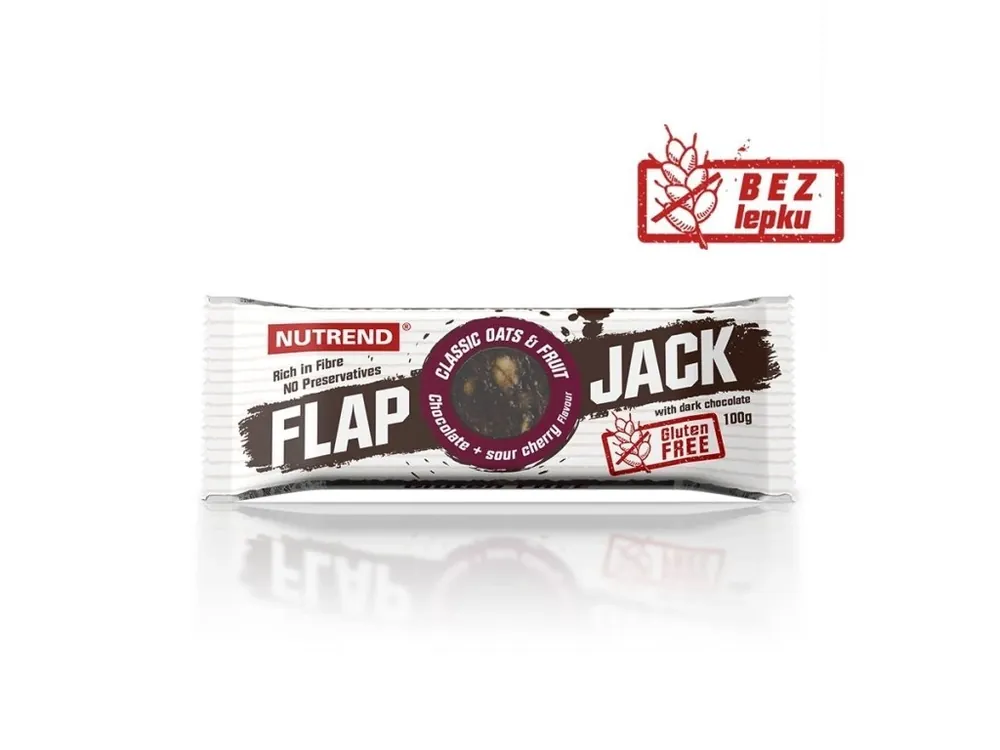 tyčinka Nutrend FLAPJACK GLUTEN FREE čokoláda+višeň Ověřený
