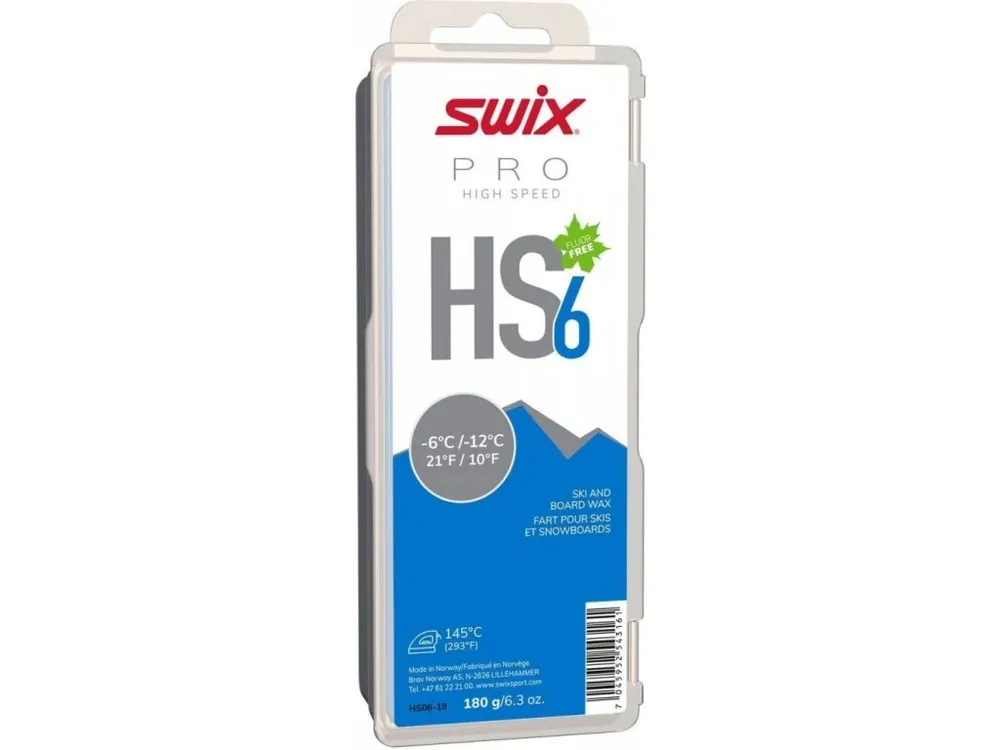 Sezónní Sleva Skluzný vosk Swix High Speed, HS6 modrý, -6°C/-12°C,180g