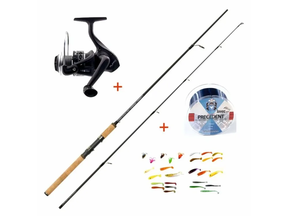 Nízká Cena Mistrall přívlačový set s gumovými nástrahami (prut LAMBERTA XR SPIN 2,70m 10-30g)