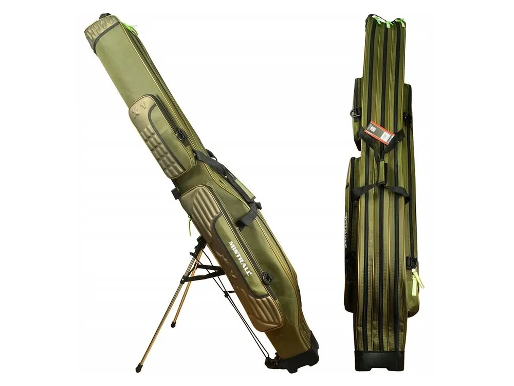 Mistrall pouzdro na pruty se stojanem 3 komory 150cm khaki Značkový