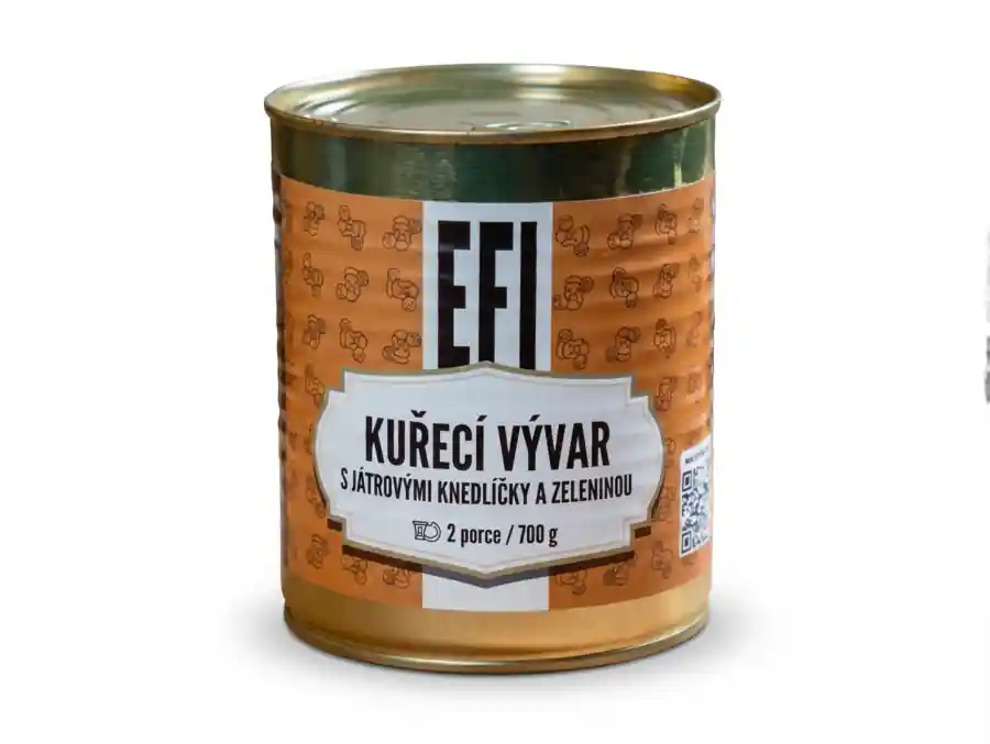 EFI Kuřecí vývar s játrovými knedlíčky 700g 2 porce ( trvanlivost až 24 měsíců) Cenový Hit