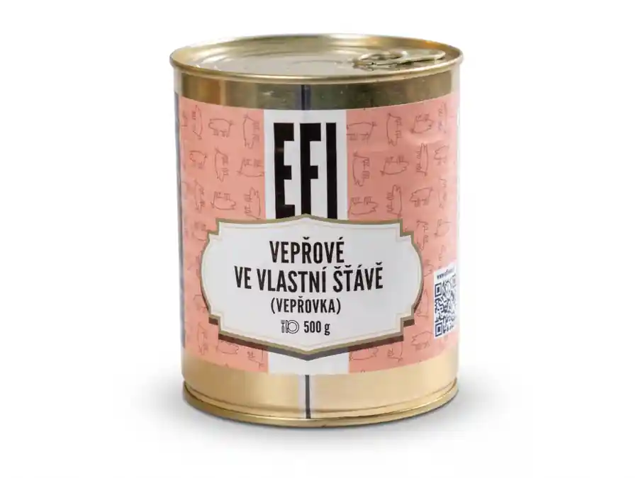 EFI Vepřové ve vlastní šťávě 500g 2 porce (trvanlivost až 24 měsíců) Objednat Nyní