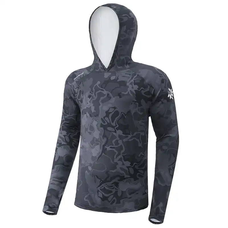 GIANTS FISHING - Funkční tričko s dlouhým rukávem UV50+Hoodie Camo Grey Výprodej