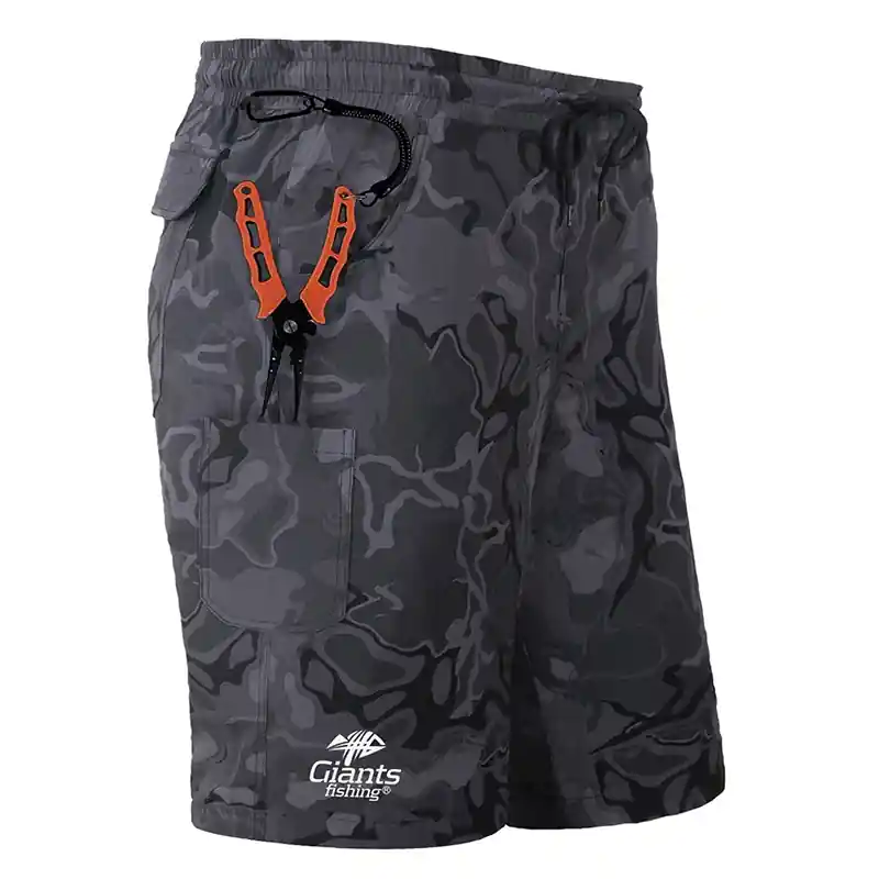 Zlevněný GIANTS FISHING - Kraťasy Shorts Quick Dry UV50+Camo Grey