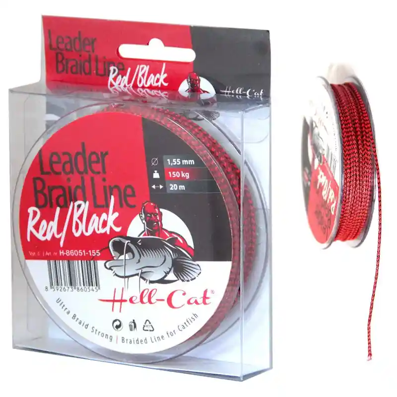 Autentický HELL-CAT - Návazcová šňůra na sumce Leader Braid Line Red/Black 20m