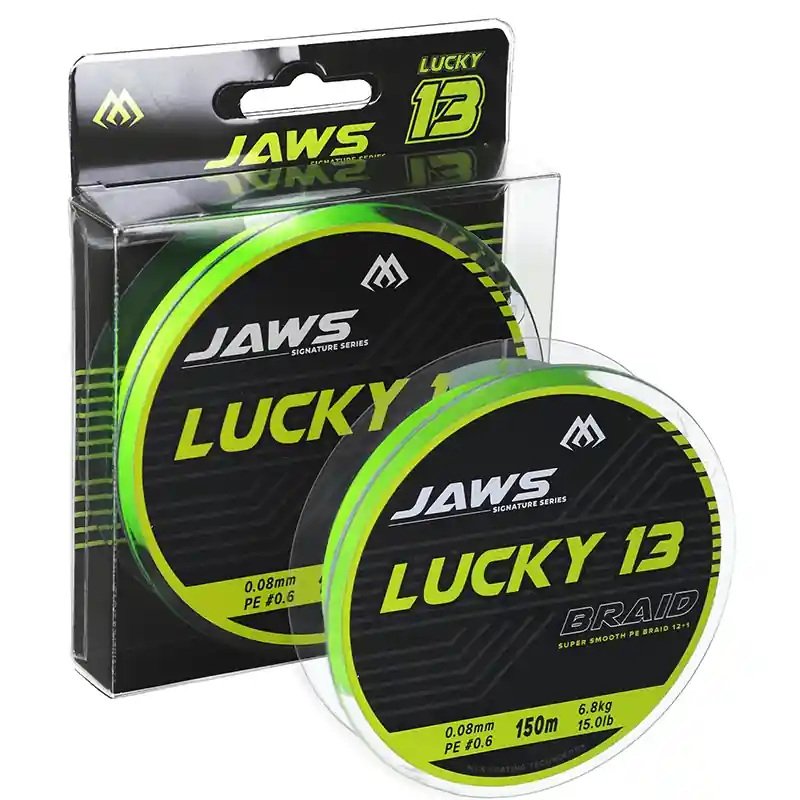 Víkendová Akce MIKADO - Třináctipramenná splétaná šňůra Jaws Lucky 13 Fluo Zelená 150m