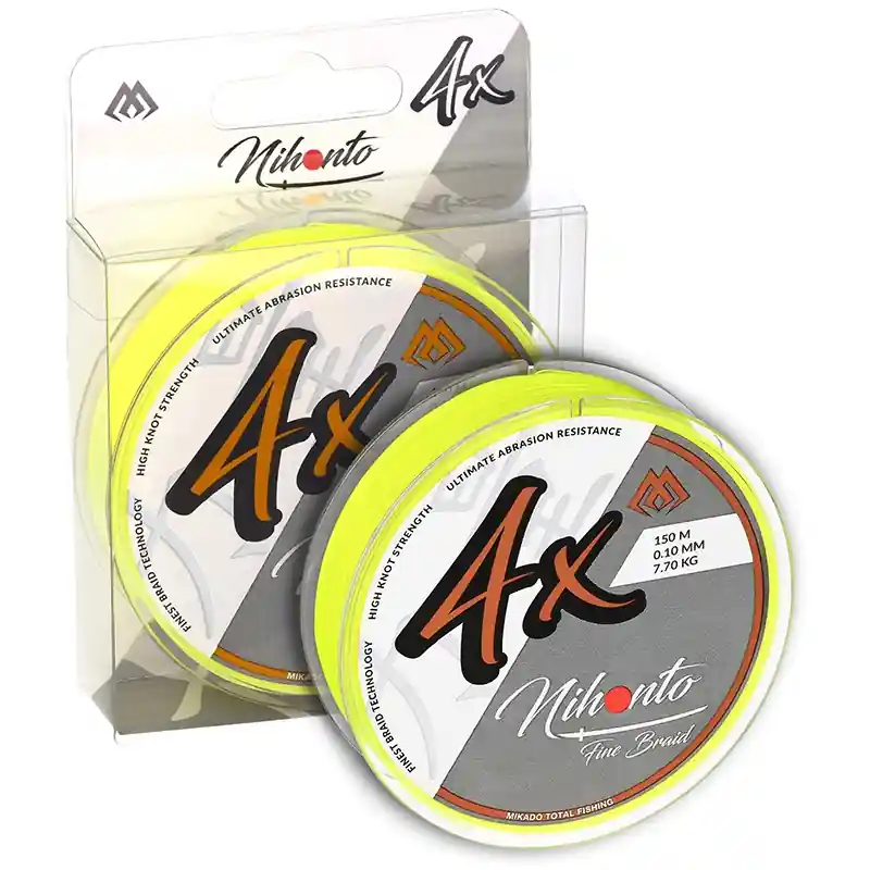 MIKADO - Pletená šňůra Nihonto Fine Braid 4x Fluo žlutá 150m Dokud Zásoby Vydrží