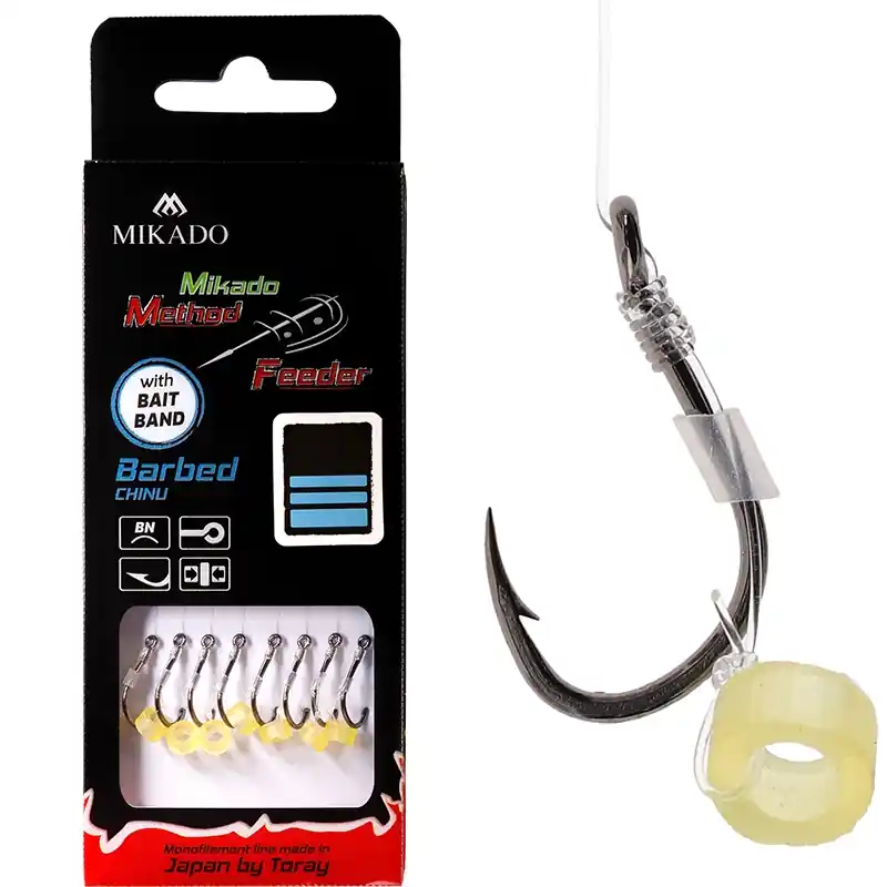 Koupit Online MIKADO - Hotový návazec na Method feeder, vlasec 10cm, Gumička, s protihrotem 8ks